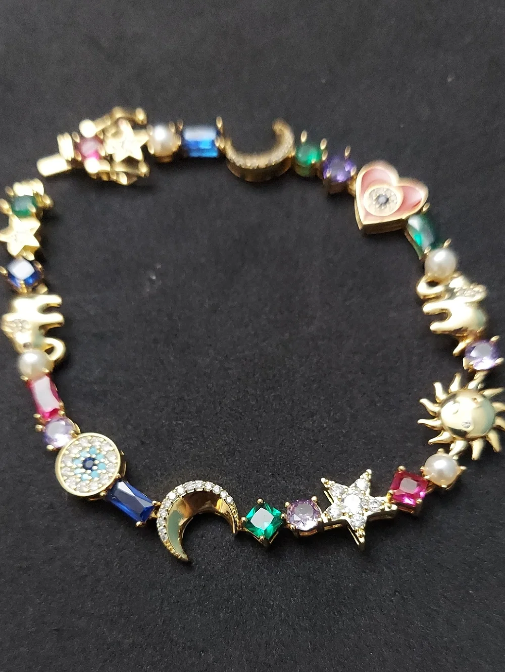 Kate Spade Gold-Tone Multicolor Celestial & Charm Bracelet - Women Jewelry - Picture 6 of 11